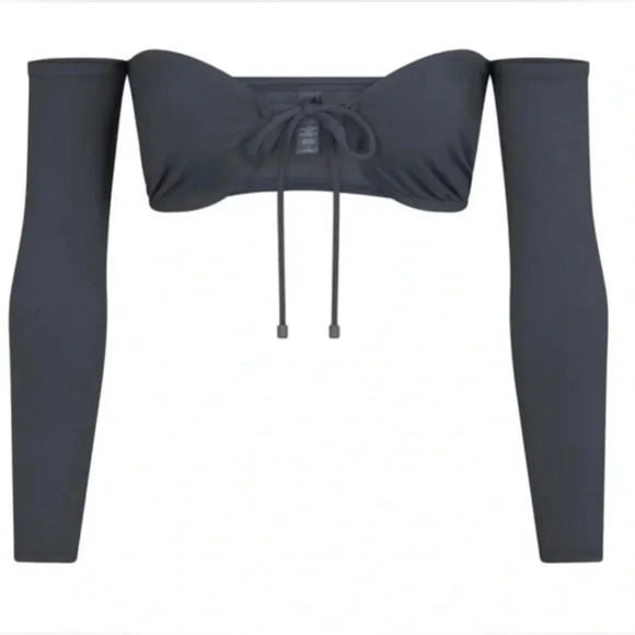 Skims Swim Nwt Skims Swim Long Sleeve Bikini Top Gunmetal Size 3X new with tags - Picture 1 of 9
